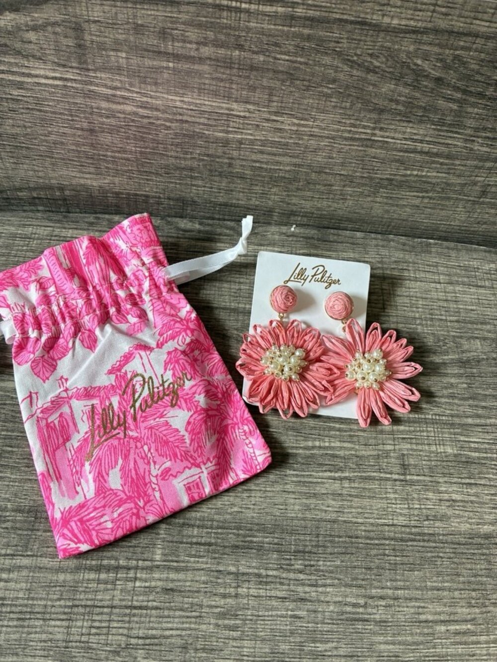 Lilly Pulitzer Bursting Blooms Earrings In Sorbet Pink With Dust Bag